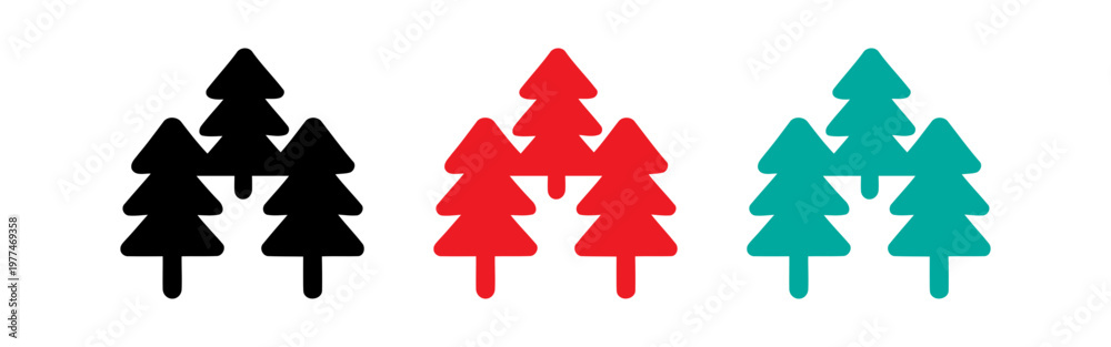 Fototapeta premium Set of stylized triangular tree icons