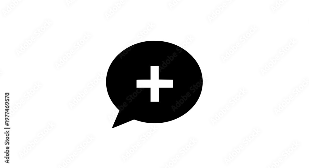 Obraz premium Add message plus chat black white icon