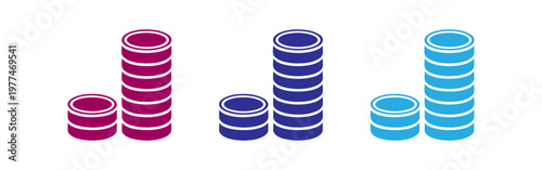 set of colorful coin stacks vector illustration