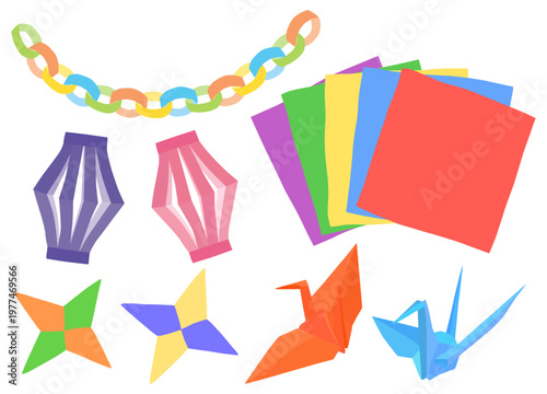 折り紙のイラストセット ベクター素材