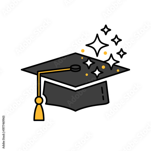 Graduation Cap with Tassel and Sparkles.