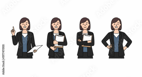 Four businesswomen in different poses.