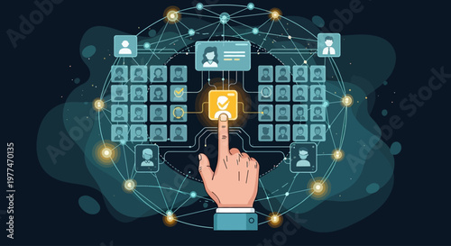 Digital representation of human resources selection and networking technology.