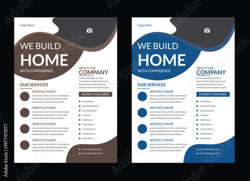 Real state flyer template design a bundle of 2 templates of different colors Real Estate home flyer Post Template, Editable Post Template Social Media Banners.