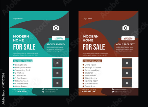 Modern creative flyer design for advertising company. unique and formal a4 flyer design. real state modern and simple flyer design Real estate house property flyer poster template design