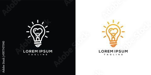 Heart Light bulb Logo Concept