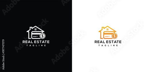 Real Estate Logo with House Credit Card and Dollar Symbol