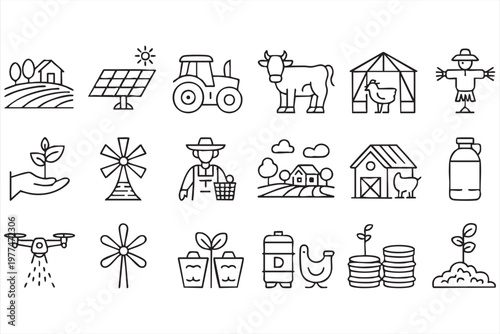 Organic Farming Icon Pack for Eco Agriculture and Sustainability