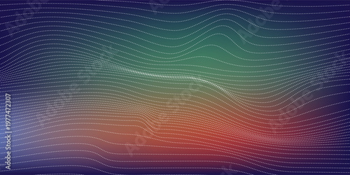 Futuristic particle wave gradient background, Multicolor analytical dot mesh fintech stock market background eps10