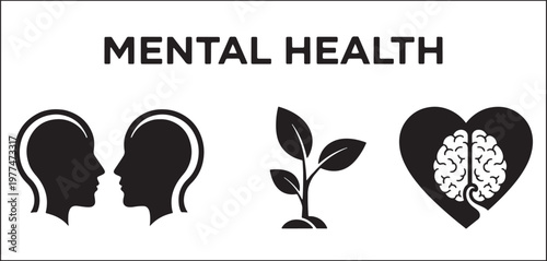 Mental Health Awareness Logo Human Mind Wellness Vector