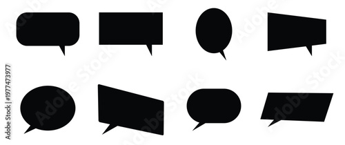 Black dark modern isolated chat-box symbol sets on white page. Comment box sign icons set on white background. Communication massage icons set.