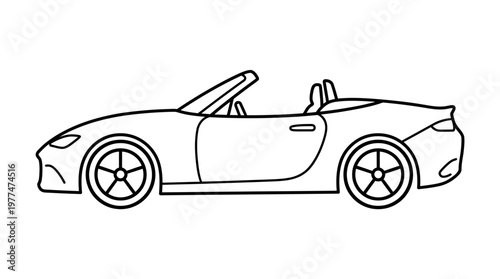 Sleek Convertible Car Outline: A minimalist line drawing captures the elegance of a convertible, showcasing its streamlined silhouette and sporty design.