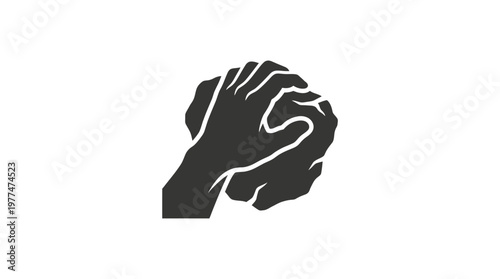 Hand Gripping Rock: A close-up, high-contrast image showcases a determined hand gripping a rugged rock, embodying strength, resilience, and unwavering resolve.
