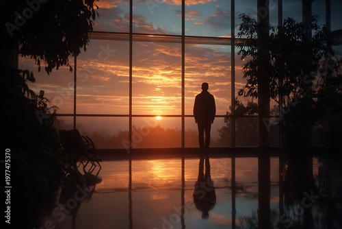 A person looking at a sunrise from a hospital window
