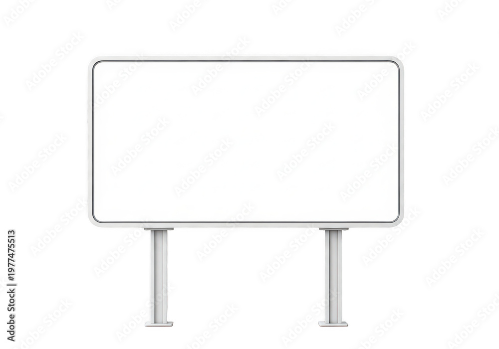 Fototapeta premium A large rectangular blank billboard structure with two support posts for outdoor advertisement use