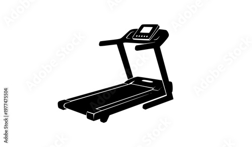 Stylized treadmill silhouette vector gym fitness running equipment icon minimal design