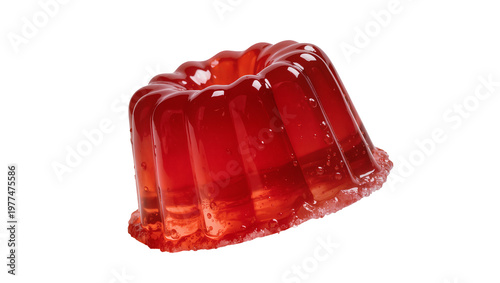 Fotografie Red Raspberry Jello Dessert Mold with Fruit Pieces