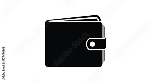 A simple black wallet icon flat design easily recognizable silhouette