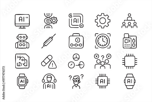 Digital Health Icons for Artificial Intelligence and Medical Systems