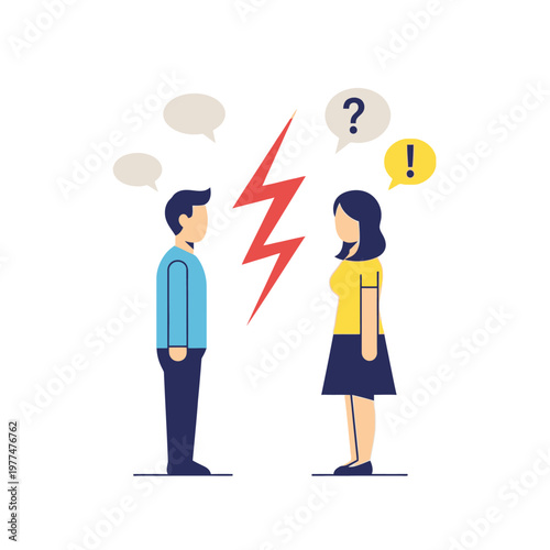 Couple arguing, communication breakdown, conflict resolution, disagreement, relationship problems