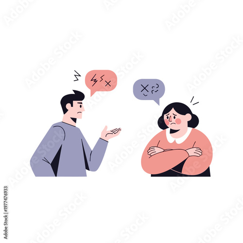 Couple arguing, misunderstanding, conflict, communication breakdown, frustration, relationship problems
