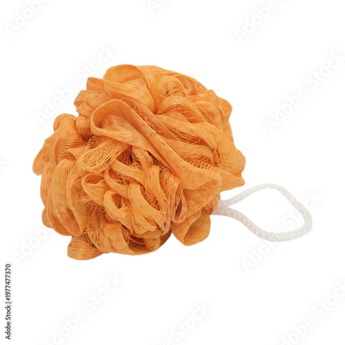 Cuadro en lienzo Orange bath sponge isolated on transparent background