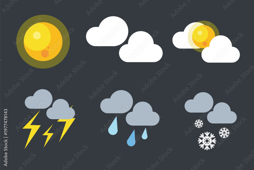 Fototapeta premium simple and cute weather icon set