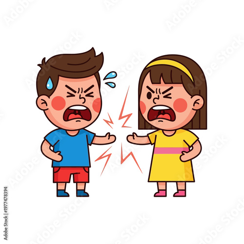 Angry Kids Arguing Cartoon Vector Illustration