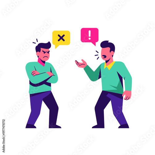 Angry men arguing, conflict, disagreement, communication breakdown, dispute, discussion