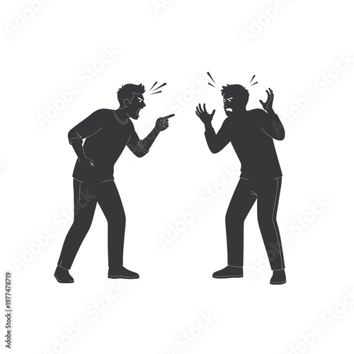 Angry Silhouettes Arguing, Conflict and Disagreement Concept