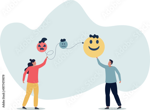 Evolving emotions and psychological feeling development.flat vector illustration. Find mental solution with therapy and support.person's life situation and his activities.