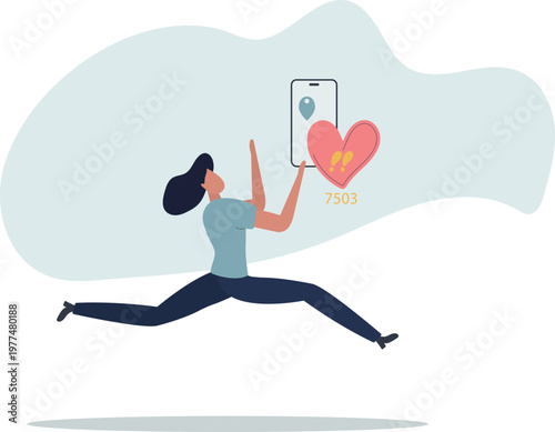 Mobile pedometer concept. Applications and programs for athlete. Active lifestyle, calorie count, weight loss.person's life situation and his activities.