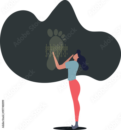 Digital footprint and track user activity on internet.Cyberspace tracking and browser history surveillance from cookies.person's life situation and his activities.