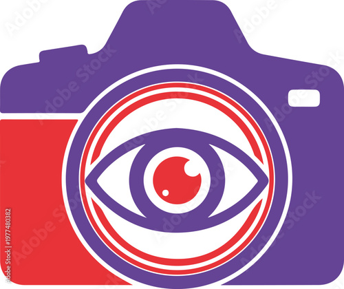 Stylized camera icon with an eye in the lens, representing photography and vision.