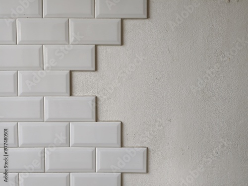 White Ceramic Subway Tiles Wall Installation Home Renovation
