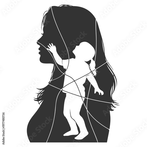 Happy Mother's Day Vector Illustration with Beautiful Floral Wreath and Elegant Typography. Greeting Card Design with Pink Flowers, Hearts, and Leaves for Mom's Birthday, Poster, and Social Media.