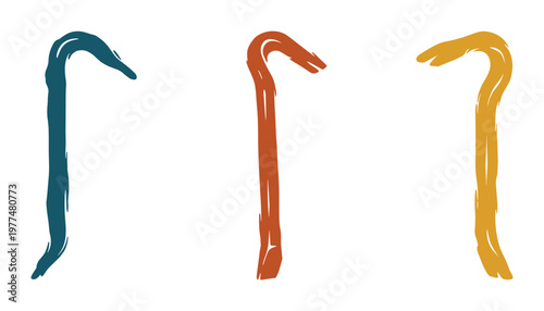 Crowbars selection three pry tools in teal orange and yellow colors for opening vector