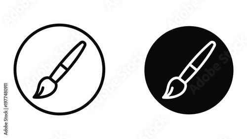 Contrasting paintbrush icons on different background circles