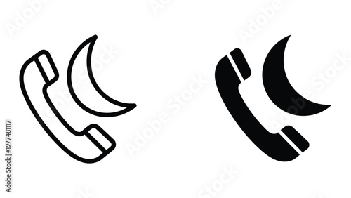 Contrasting designs of traditional telephone receivers with a crescent moon shape