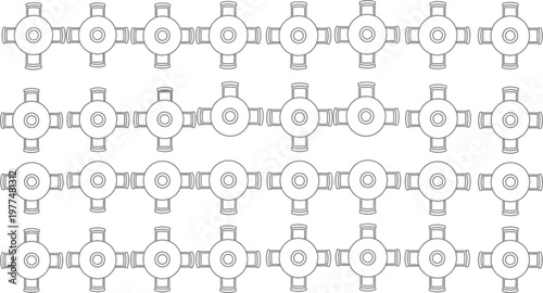 Vector illustration set of a seamless pattern with people silhouettes and business gear icons for web design and technology network concepts