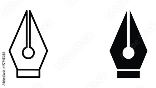 Two contrasting pen nib designs depicted in simple black and white illustration