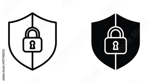 Contrasting security shields with lock symbols in different backgrounds