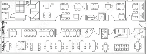 Hand drawn doodle vector illustration of a seamless business icon set featuring tools for house design and web computer signs on a square paper pattern wallpaper background