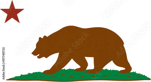 Minimal California Bear Flag Style Vector (Flat Color, No Border)