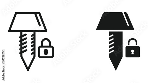 Comparison of unlocked and locked lamp icons with security padlock symbols
