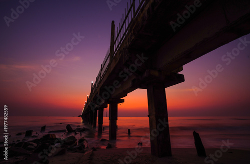 sunset over the pier