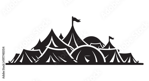 Circus Tent Vector, Carnival Icon, Black Silhouette, Festival Illustration, Event Graphic