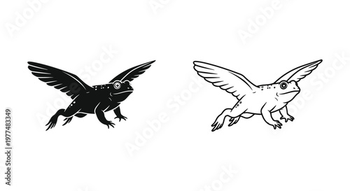 Fantastical Flying Frog Creature Designs Vector