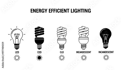 Φωτογραφία Energy saving light bulb infographic vector LED CFL incandescent lighting design