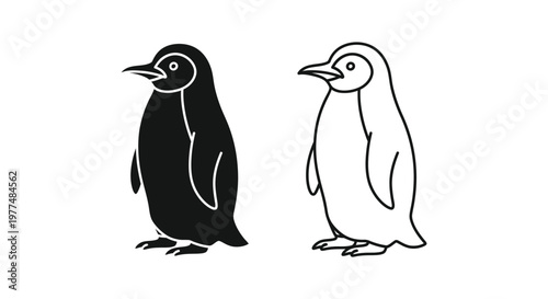 Adorable Black and White Penguin Cartoons for Kids Vector